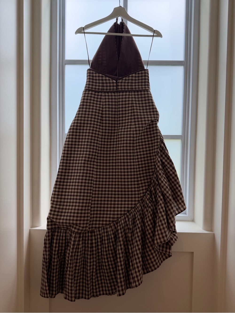 Couple Gwendolyn Asymmetrical Gingham Dress - Brown - Picture 7 of 10